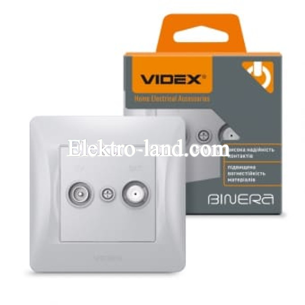 Розетка TV+SAT телевизионная концевая серебрянный шелк Videx Binera 